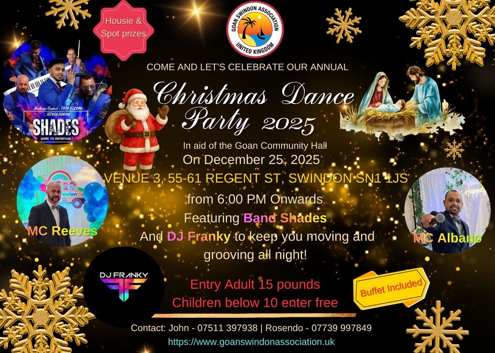Goan Swindon Association Christmas Dance Party 2025 Poster