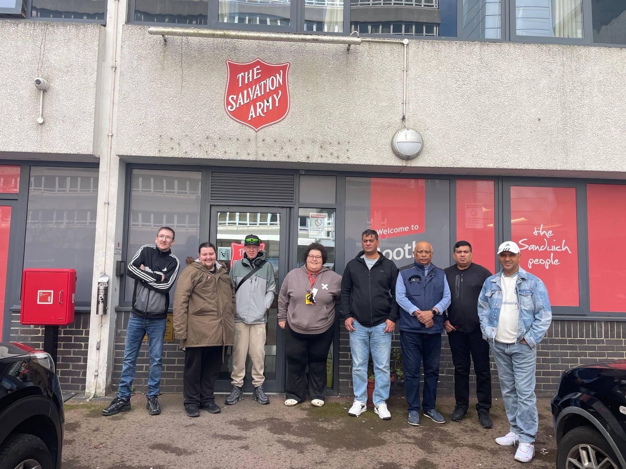 Members of the Goan Swindon Association (GSA) presenting food donations at Salvation Army Booth House on 11 April 2026.
